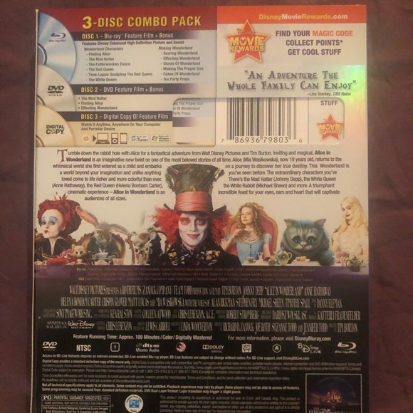 Alice in Wonderland Bluray, DVD and Digital Copy - Picture 2 of 5
